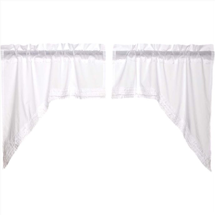 White Ruffled Sheer Swag Set of 2 36x36x16 Thumbnail