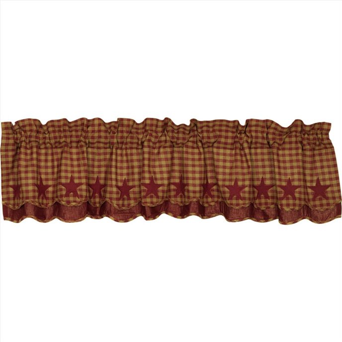 Burgundy Star Scalloped Layered Valance 16x72 Thumbnail