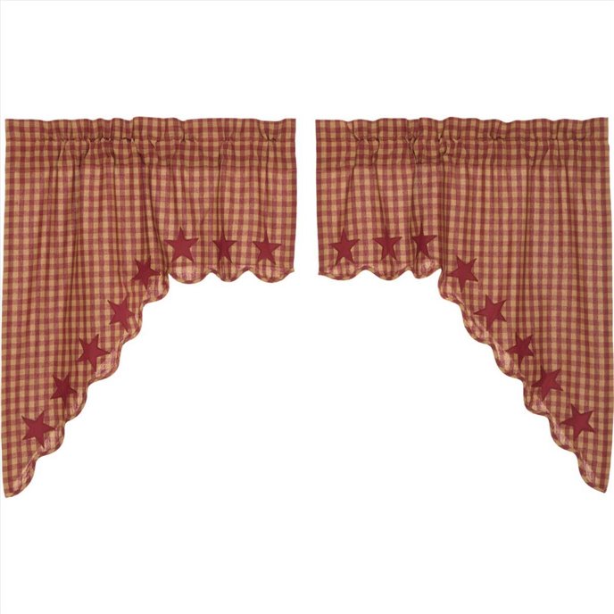 Burgundy Star Scalloped Swag Set of 2 36x36x16 Thumbnail