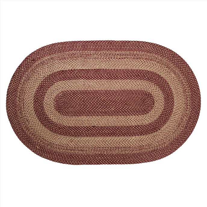 Burgundy Tan Jute Rug Oval 60x96 Thumbnail