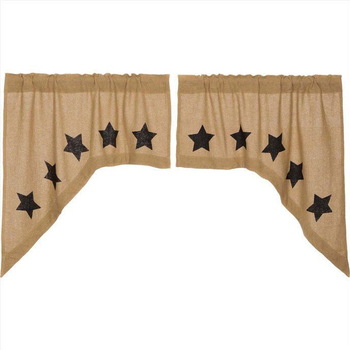 Burlap w/Black Stencil Stars Swag Set of 2 36x36x16 Thumbnail