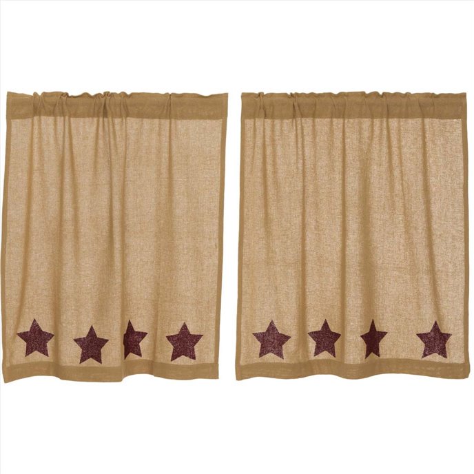 Burlap w/Burgundy Stencil Stars Tier Set of 2 L36xW36 Thumbnail