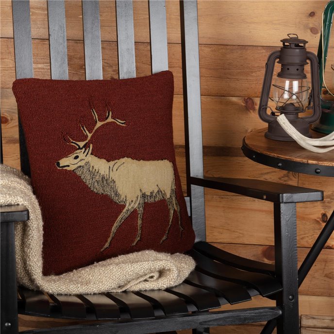 Beckham Elk Hooked Pillow 18x18 Thumbnail