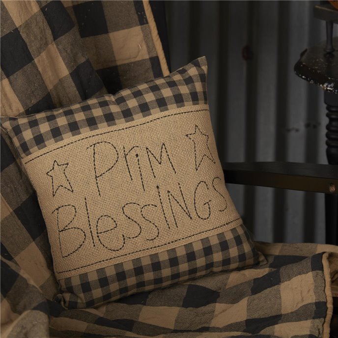 Black Check Prim Blessings Pillow 12x12 Thumbnail
