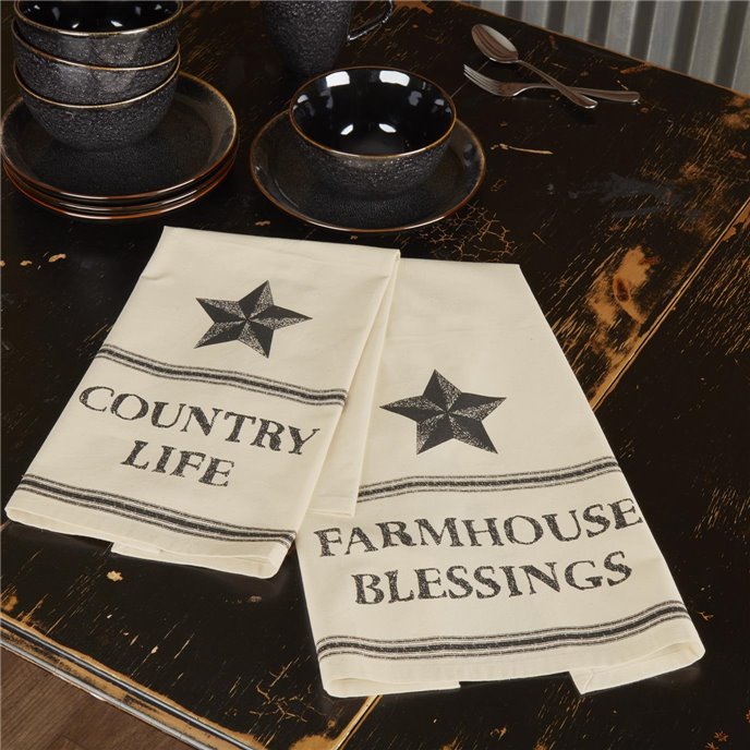 Farmhouse Star Country Life Muslin Unbleached Natural Tea Towel Set of 2 19x28 Thumbnail