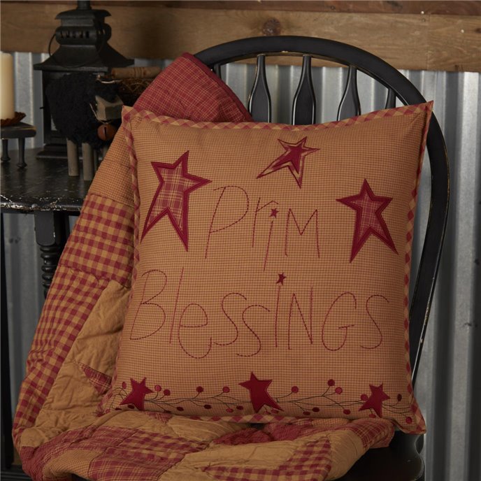 Ninepatch Star Prim Blessings Pillow 18x18 Thumbnail