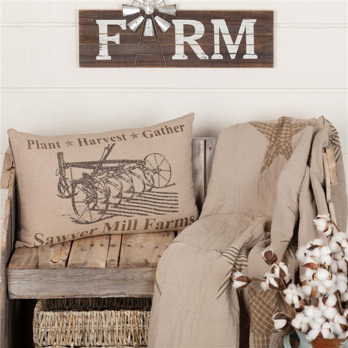 Sawyer Mill Charcoal Plow Pillow 14x22 Thumbnail