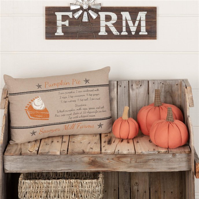 Sawyer Mill Charcoal Pumpkin Pie Recipe Pillow 14x22 Thumbnail