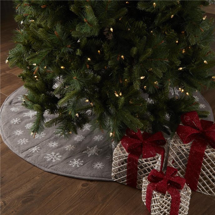 Snowflake Burlap Grey Tree Skirt 55 Thumbnail