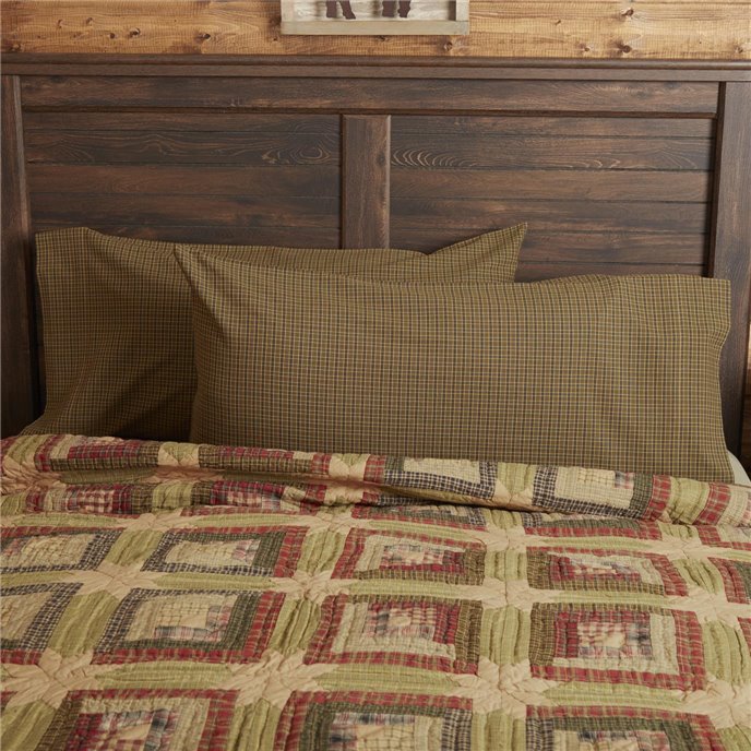 Tea Cabin Green Plaid King Pillow Case Set of 2 21x40 Thumbnail