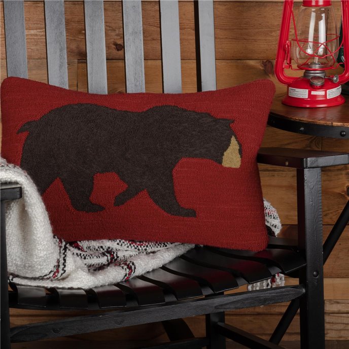 Wyatt Bear Hooked Pillow 14x22 Thumbnail