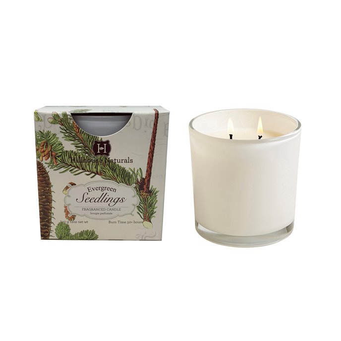 Evergreen Seedlings 2 Wick Candle In White Glass 12 oz  by Hillhouse Naturals Thumbnail