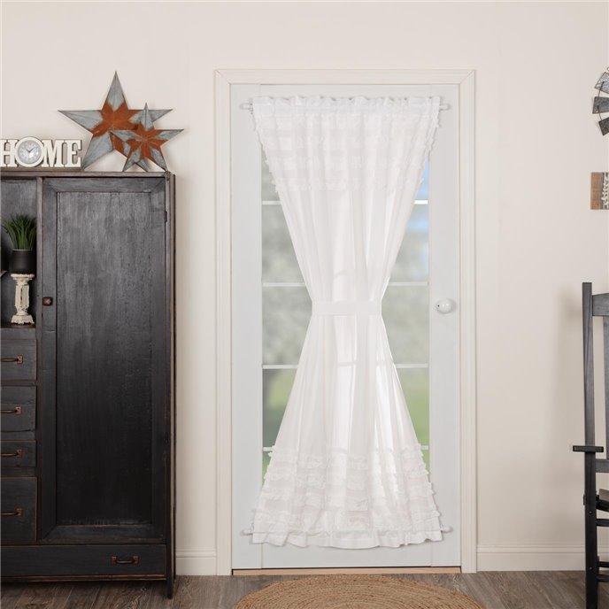 White Ruffled Sheer Petticoat Door Panel 72x40 Thumbnail