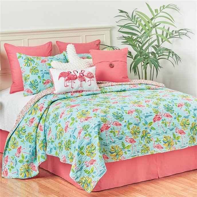 Flamingo Garden Queen Quilt Set By C F Home, Flamingo Queen Bedding