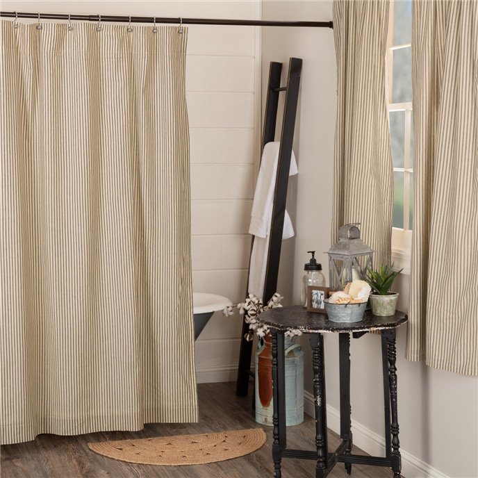 Sawyer Mill Charcoal Ticking Stripe Shower Curtain 72x72 Thumbnail