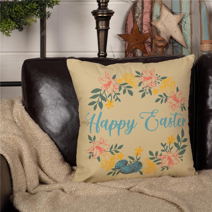 Sawyer Mill Happy Easter Wreath Pillow 18x18 Thumbnail