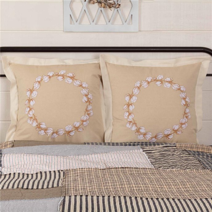 Ashmont Cotton Wreath Fabric Euro Sham Set of 2 26x26 Thumbnail