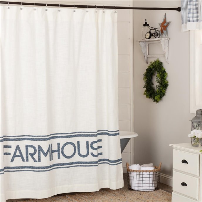 Sawyer Mill Blue Farmhouse Shower Curtain 72x72 Thumbnail