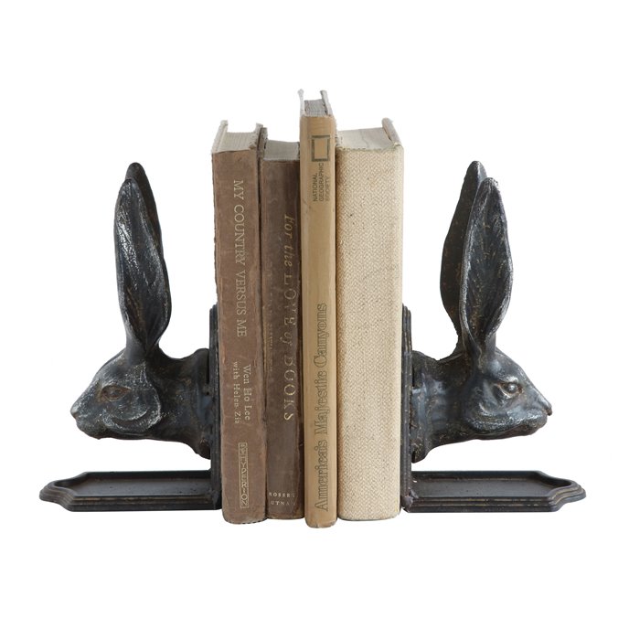 Cast Iron Rabbit Head Shaped Bookends (Set of 2 Pieces) Thumbnail