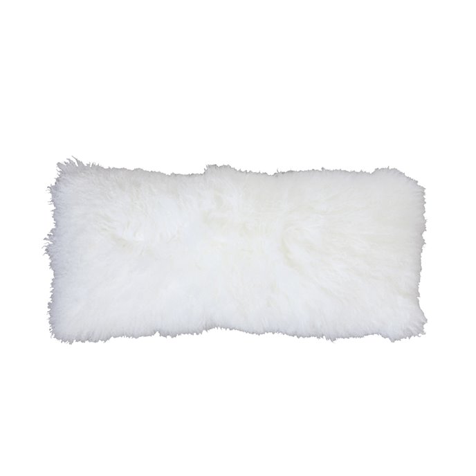 White Mongolian Lamb Fur Pillow Thumbnail