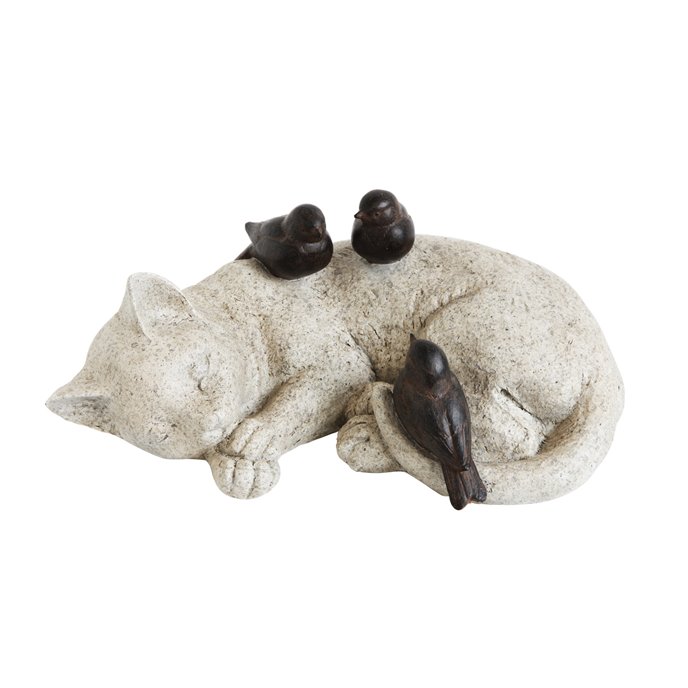 Cat Sleeping with Birds Resin Figurine Thumbnail