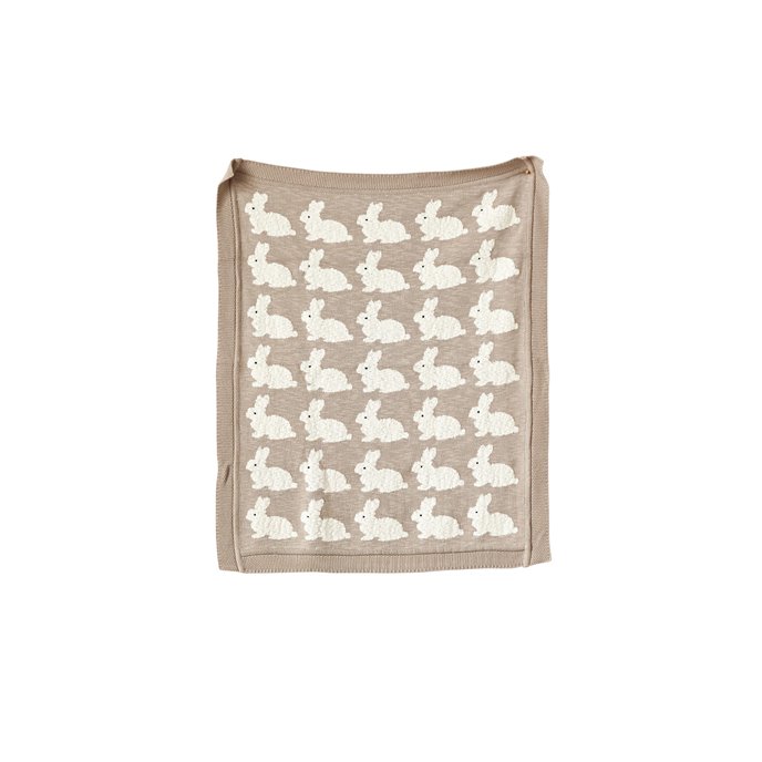Grey Cotton Knit Rabbit Blanket Thumbnail