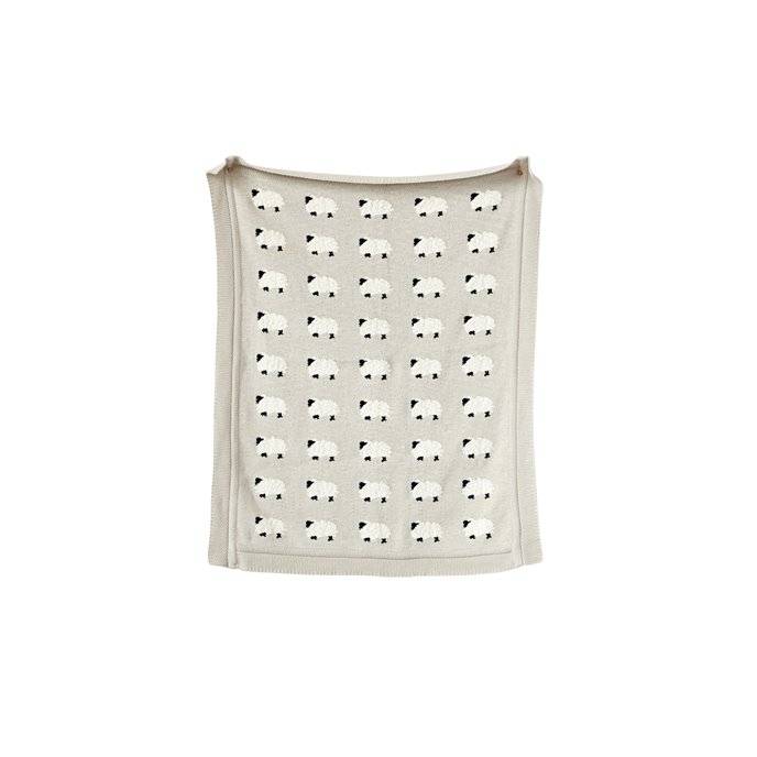Grey Cotton Knit Sheep Blanket Thumbnail