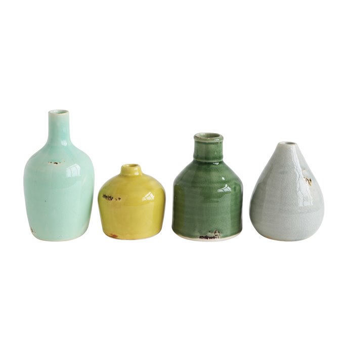 Blue, Yellow, Green & White Terracotta Vases (Set of 4 Colors/Shapes) Thumbnail