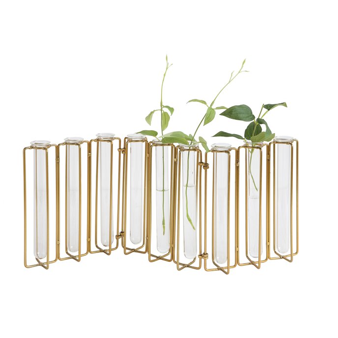 9 Test Tube Vases in a Single Gold Metal Stand Thumbnail
