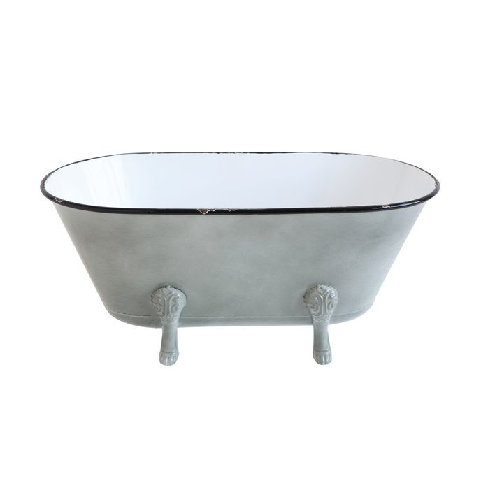 Decorative Grey Metal Bathtub Container with Feet Thumbnail