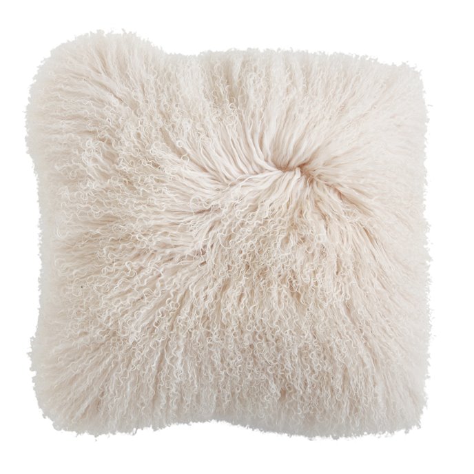Cream Mongolian Lamb Fur Pillow Thumbnail