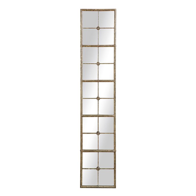 Divided Rectangle Mirror with Distressed Gold Frame Thumbnail