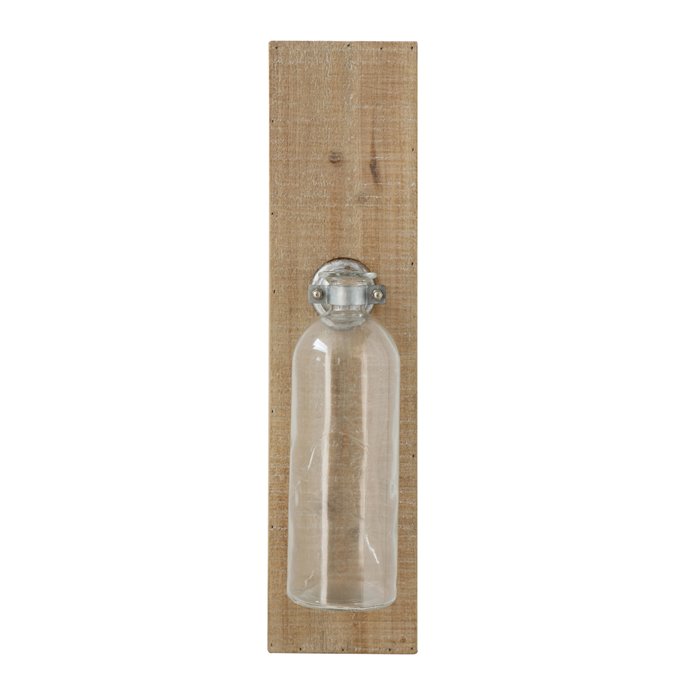 Rectangle Wood Wall Décor with Glass Vase Thumbnail