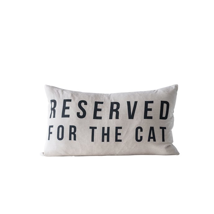 "Reserved for the Cat" Cotton Pillow Thumbnail