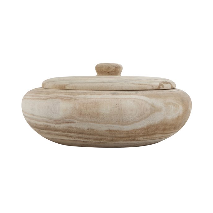 Decorative Natural Paulownia Wood Container with Lid Thumbnail