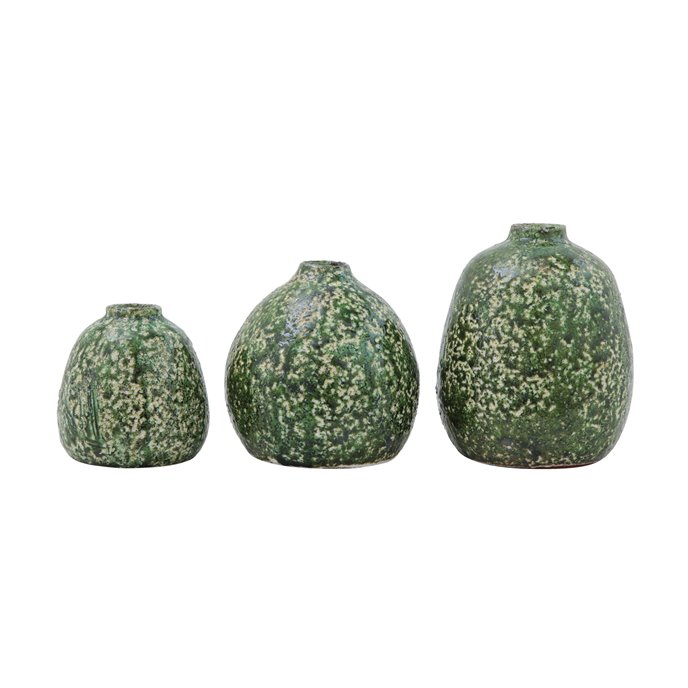 Distressed Green Terracotta Vases (Set of 3 Sizes) Thumbnail