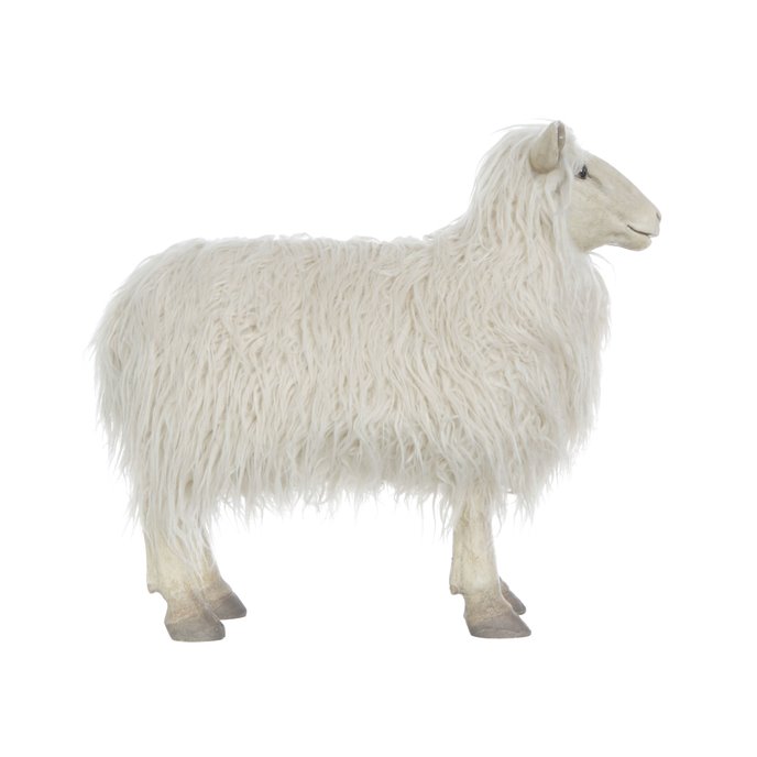 White Resin Sheep with Faux Fur Thumbnail