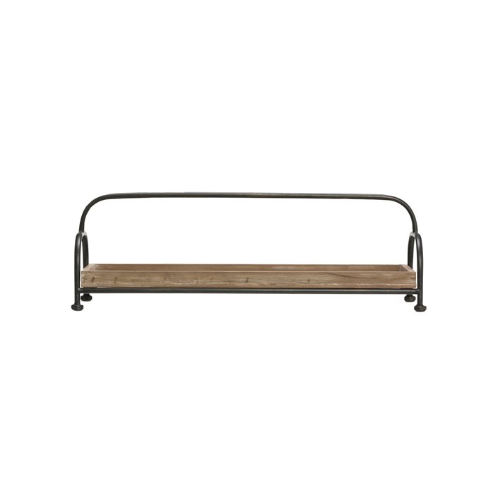 Rectangle Brown Wood Tray with Black Metal Stand Thumbnail
