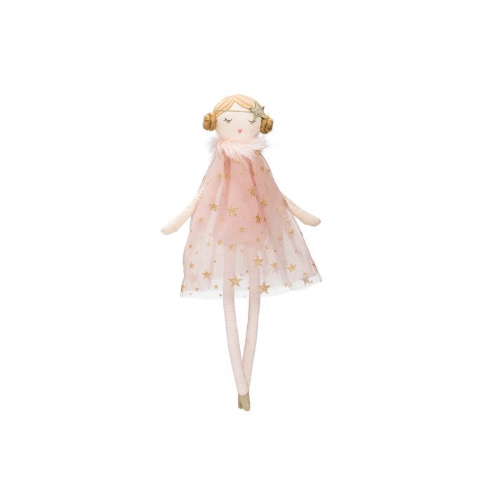 Plush Ballerina Doll with Pink & Gold Star Dress Thumbnail