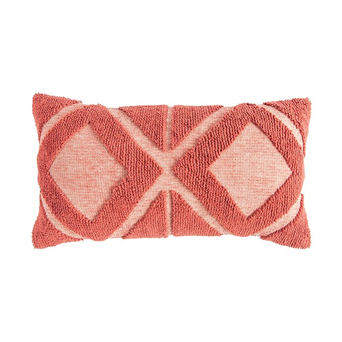 Coral Cotton Blend Chenille Lumbar Pillow Thumbnail