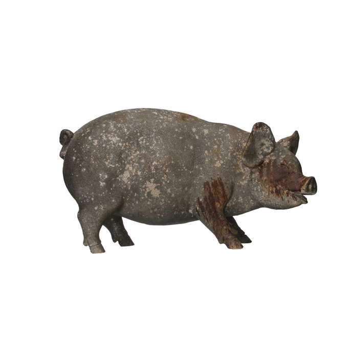 Heavily Distressed Magnesia Pig Figurine Thumbnail