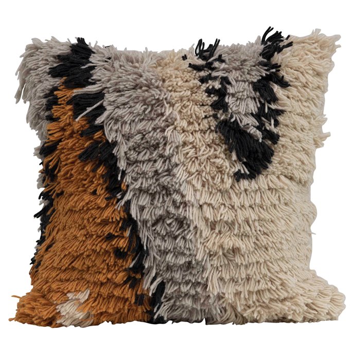 Square Wool Shag Pillow with Pattern Thumbnail