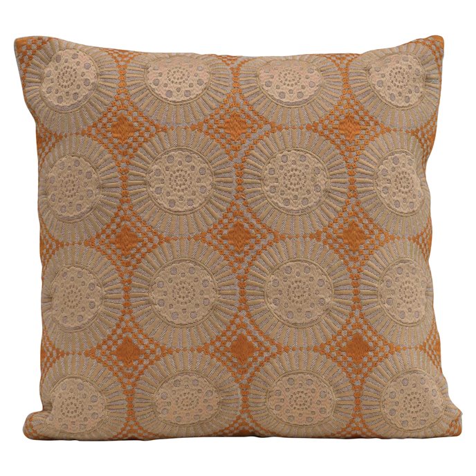 Square Embroidered Geometric Pattern Cotton Pillow Thumbnail