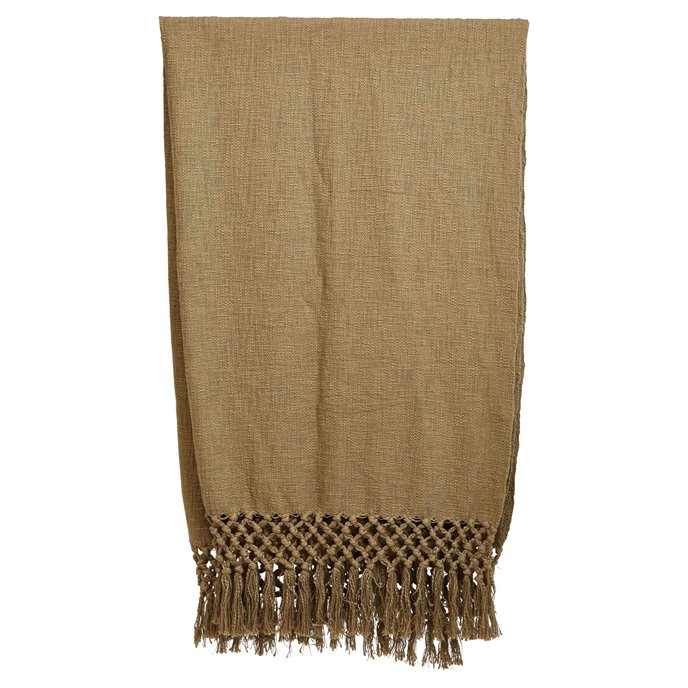 50"L x 60"W Woven Cotton Throw with Crochet & Fringe Thumbnail
