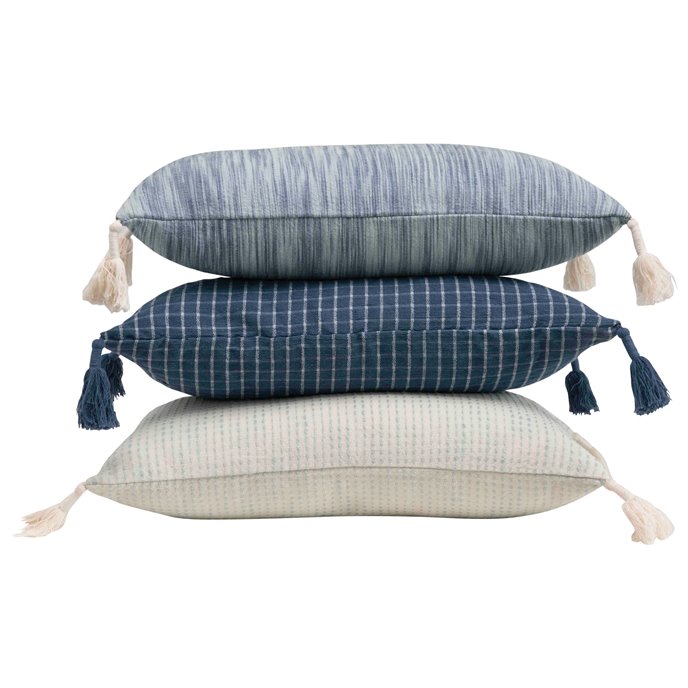 Rectangle Jute & Cotton Pillow with Tassel Corners (Set of 3 Patterns) Thumbnail