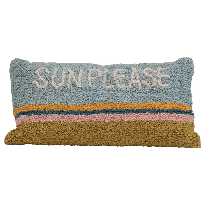 "Sun Please" Rectangle Cotton Striped Pillow Thumbnail
