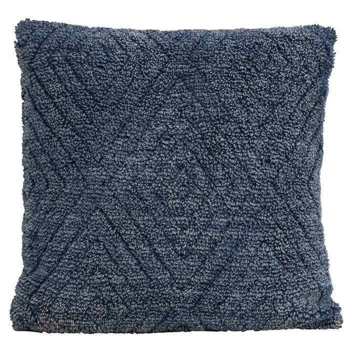 Square Cotton Blend Knit Pillow with Diamond Pattern Thumbnail