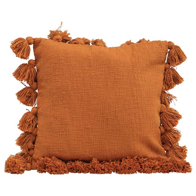 Square Pumpkin Spice Pillow with Tassel Trim Thumbnail