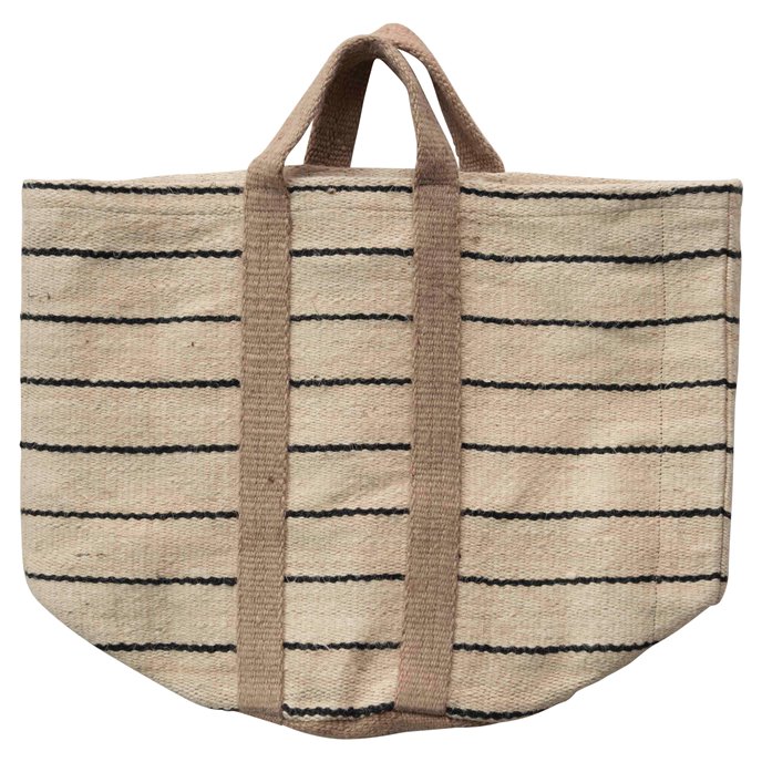 Jute Striped Bag with Handles Thumbnail