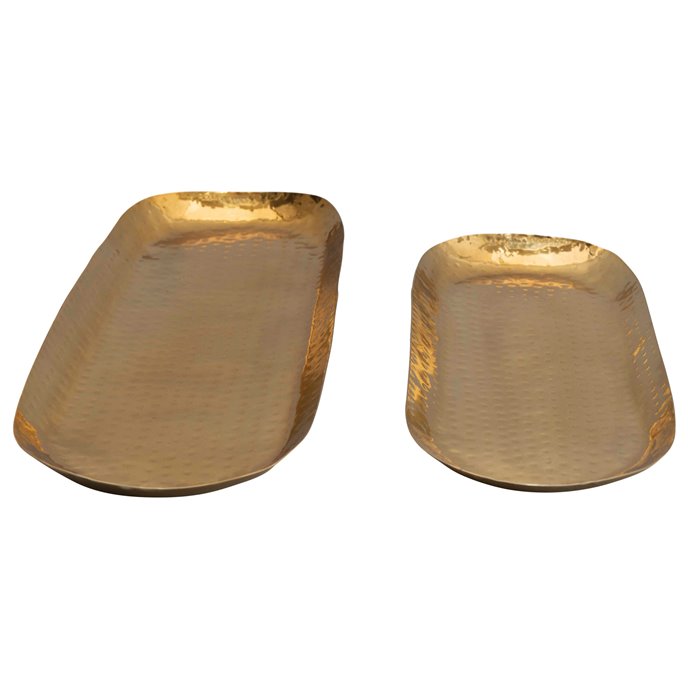Oval Hammered Stainless Steel Trays (Set of 2 Sizes) Thumbnail